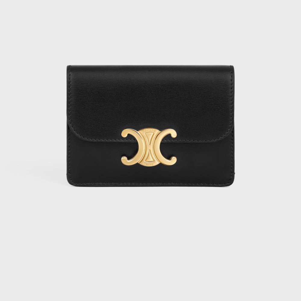 Celine Triomphe Black Calfskin Card Holder